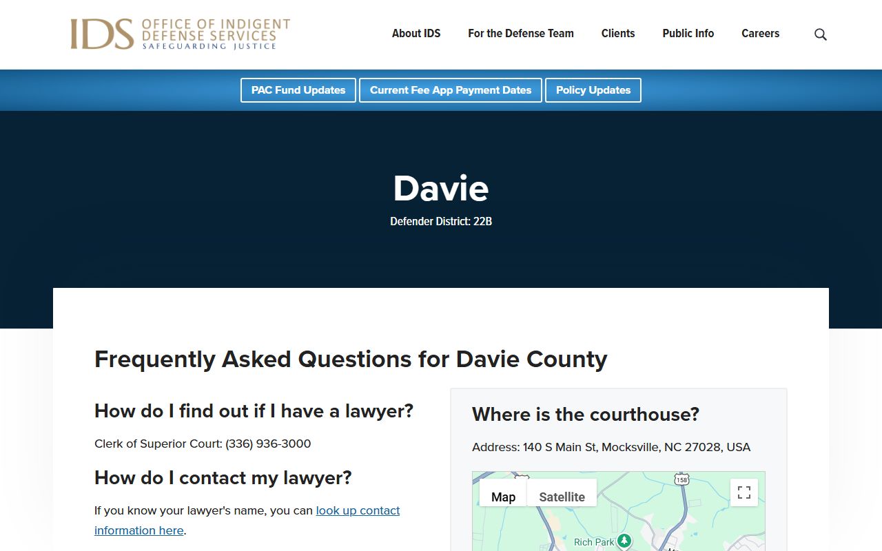Davie County Clerk of Superior Court records NCIDS Davie County