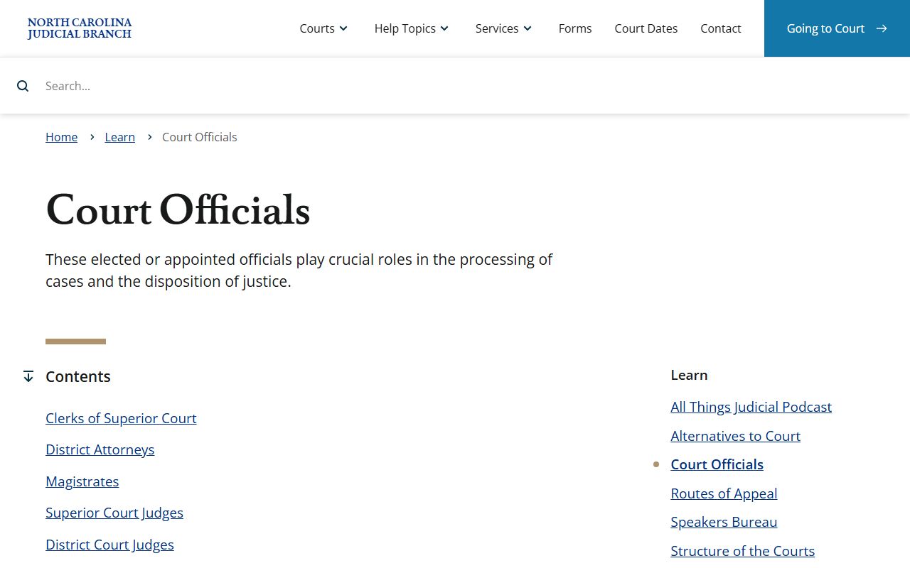 Davie County Clerk of Superior Court records court officials overview
