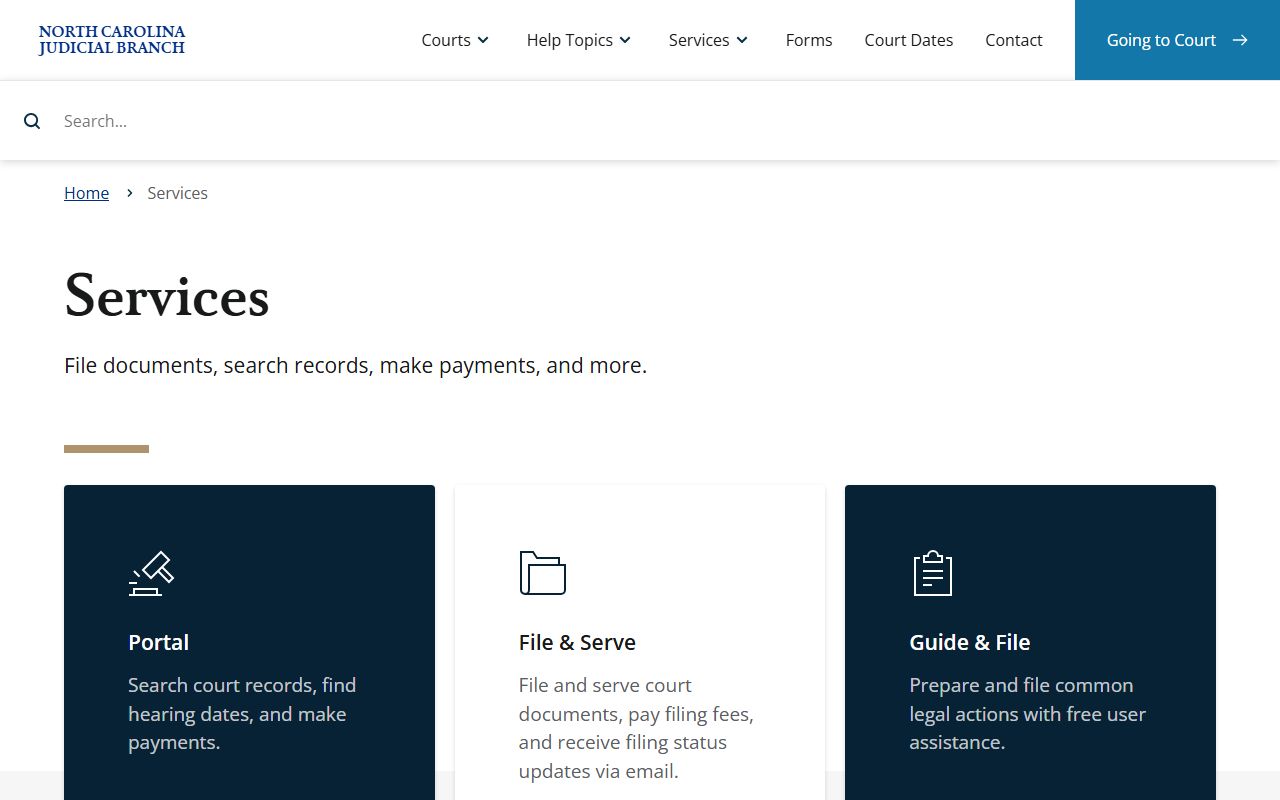 Davie County court dockets NC Judicial Branch services page