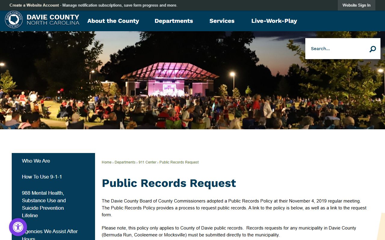 Davie County court records public records request distinction