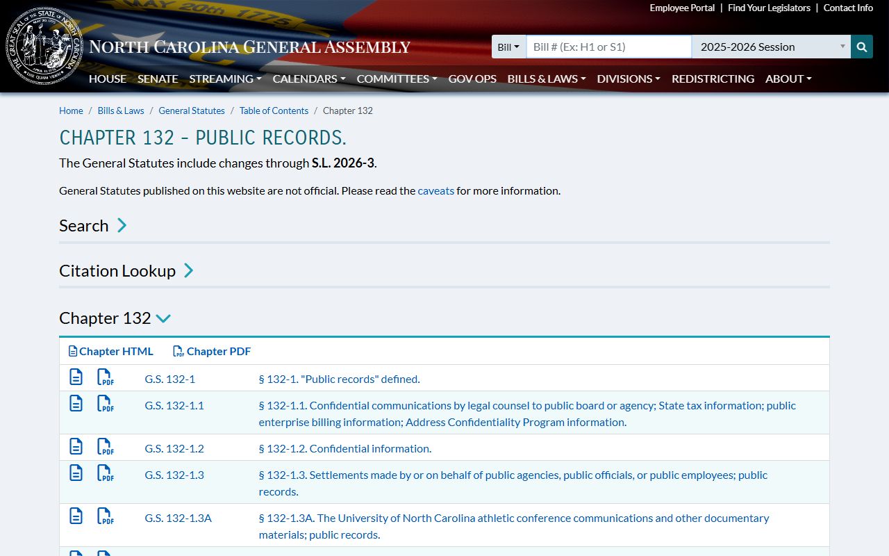 Davie County court records North Carolina Chapter 132 public records statute