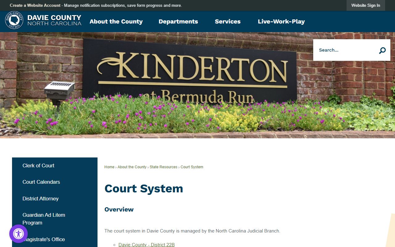 Davie County court records court system page