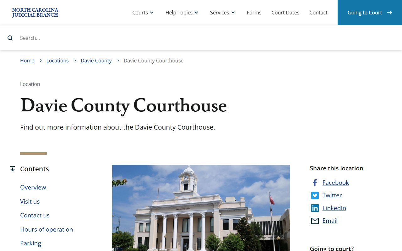 Davie County court records courthouse page