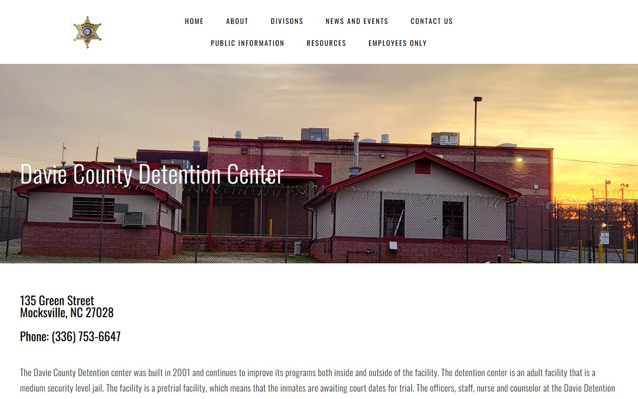 Davie County inmate records detention center page