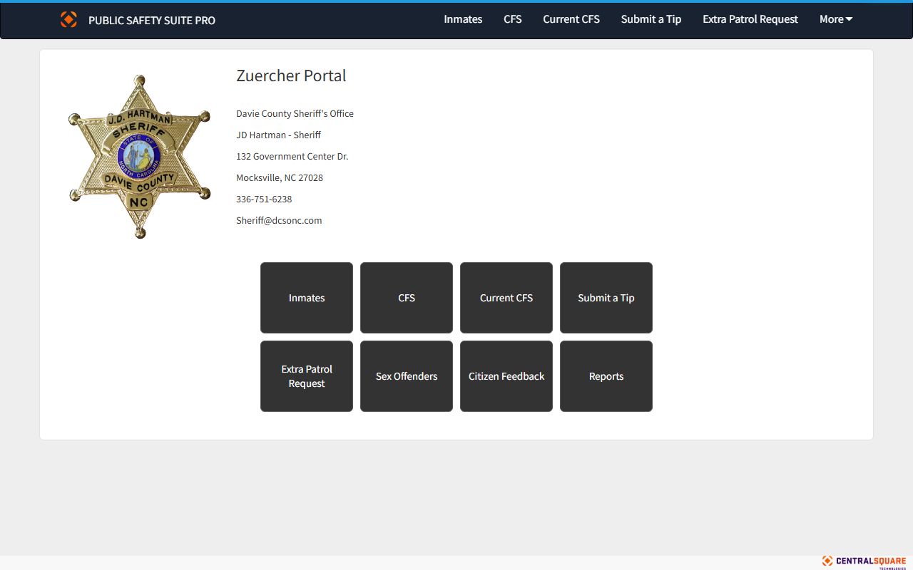 Davie County inmate search Zuercher portal