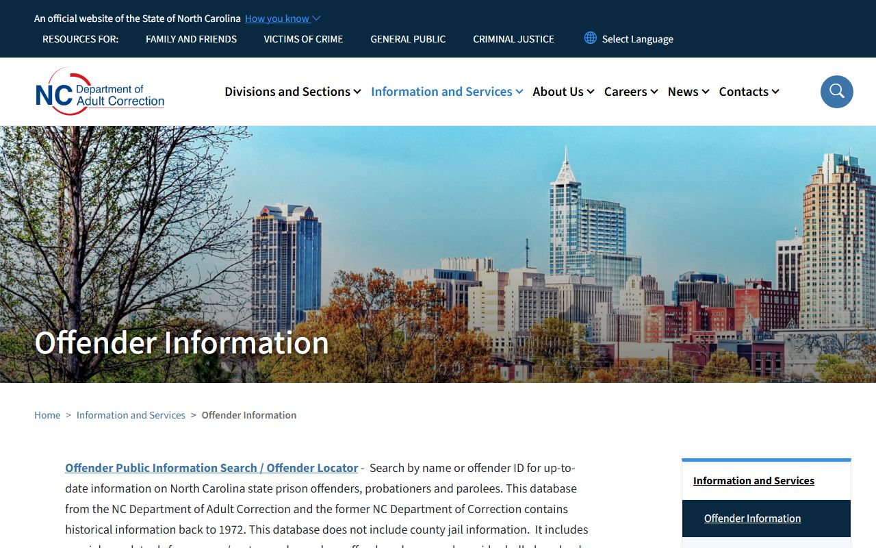 Davie County inmate records NCDAC offender search