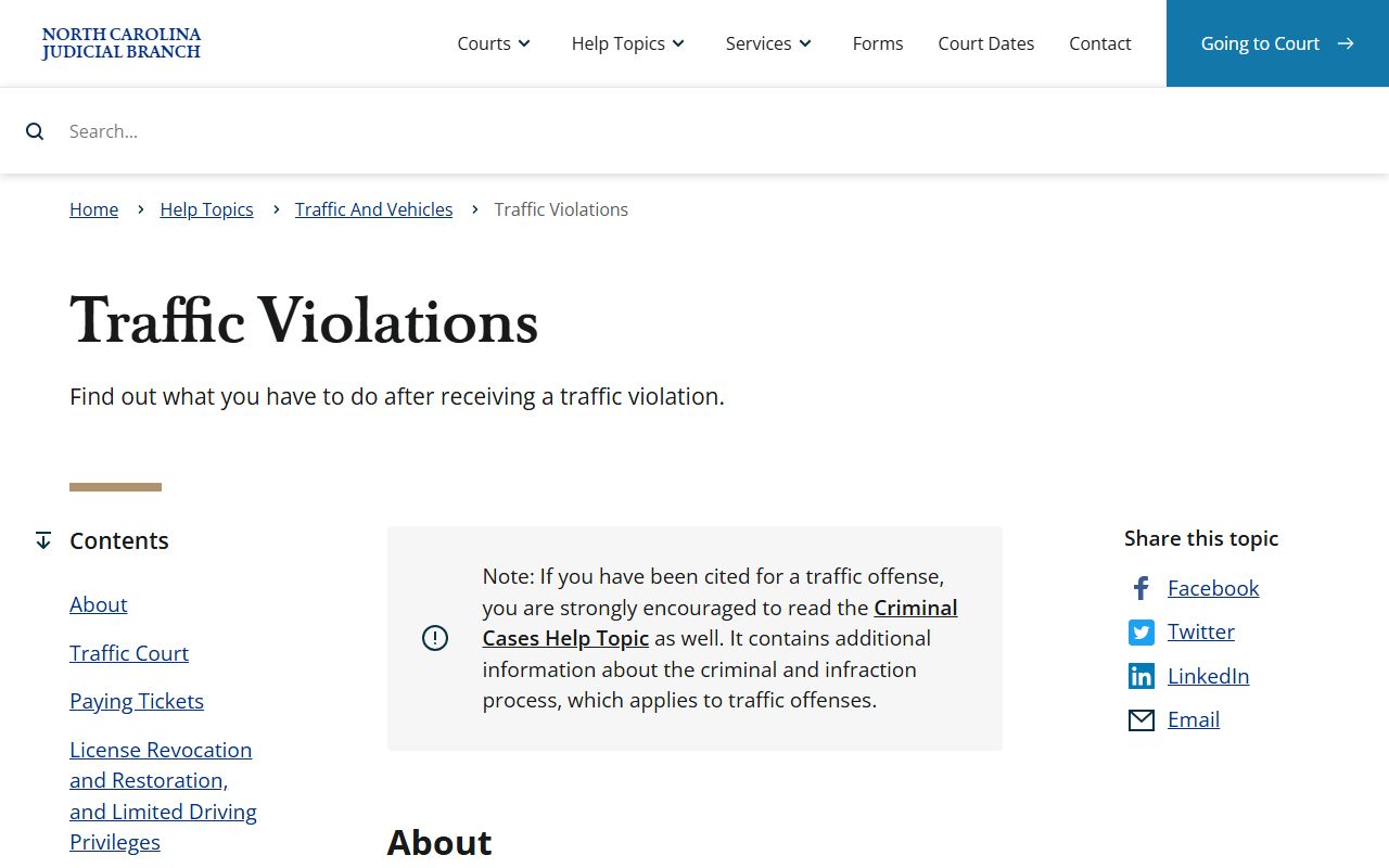 Davie County traffic court records North Carolina traffic violations help